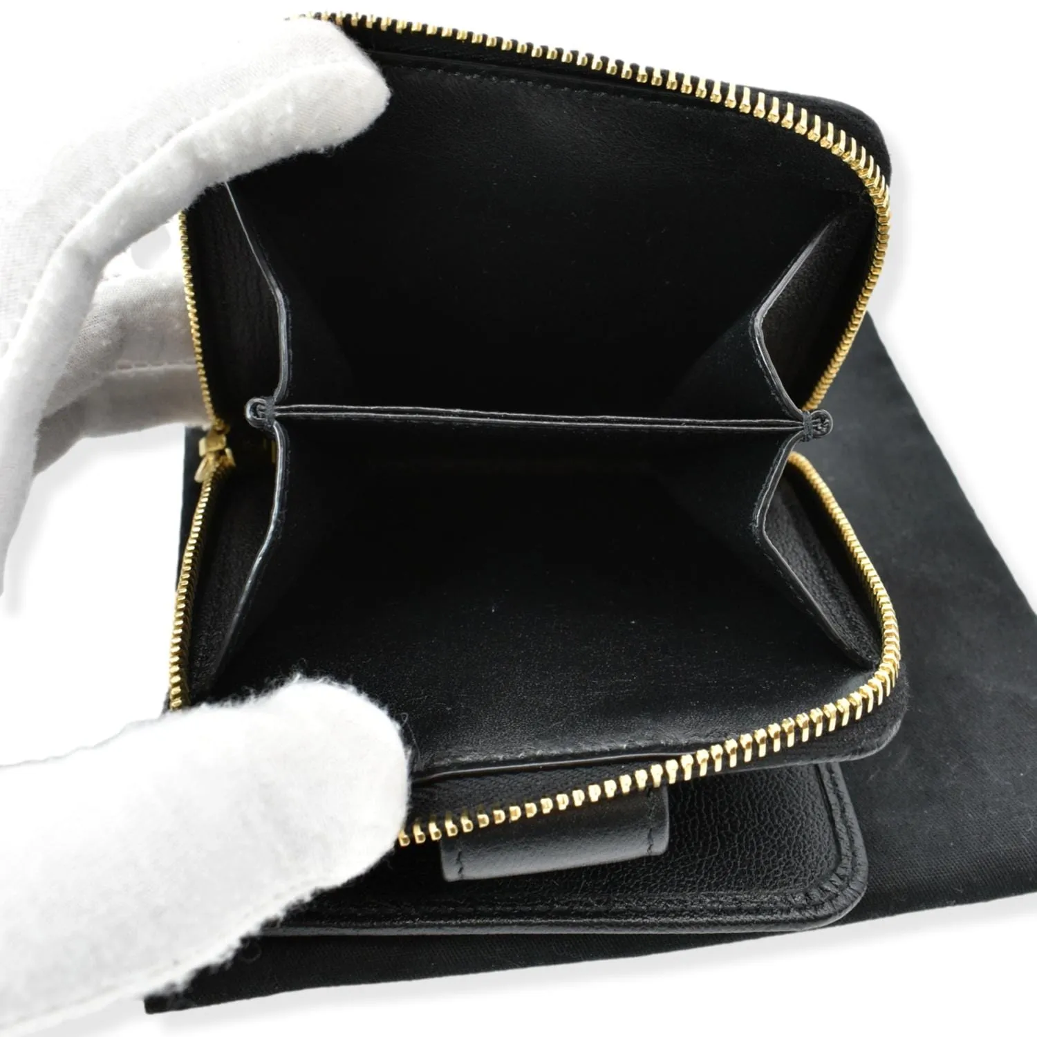 YVES SAINT LAURENT Grained Leather Zip Wallet Black