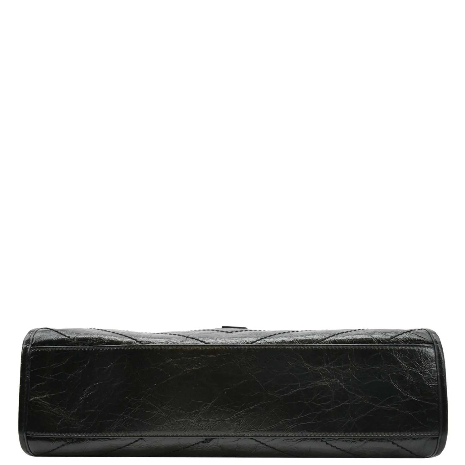 YVES SAINT LAURENT Niki Medium Crinkle  Leather Shoulder Bag Black