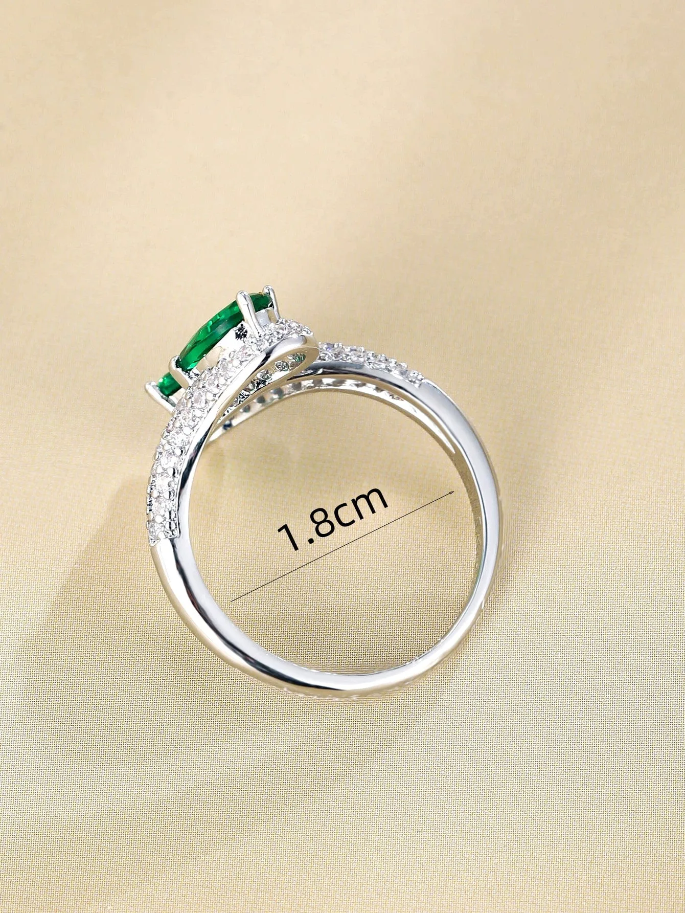 Zircon Water-drop Decor Cuff Ring  - Silver - FD ⚡
