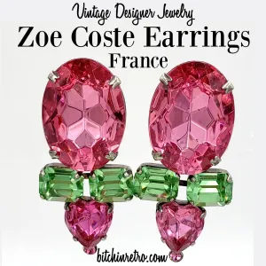 Zoe Coste Vintage Designer Rhinestone Earrings
